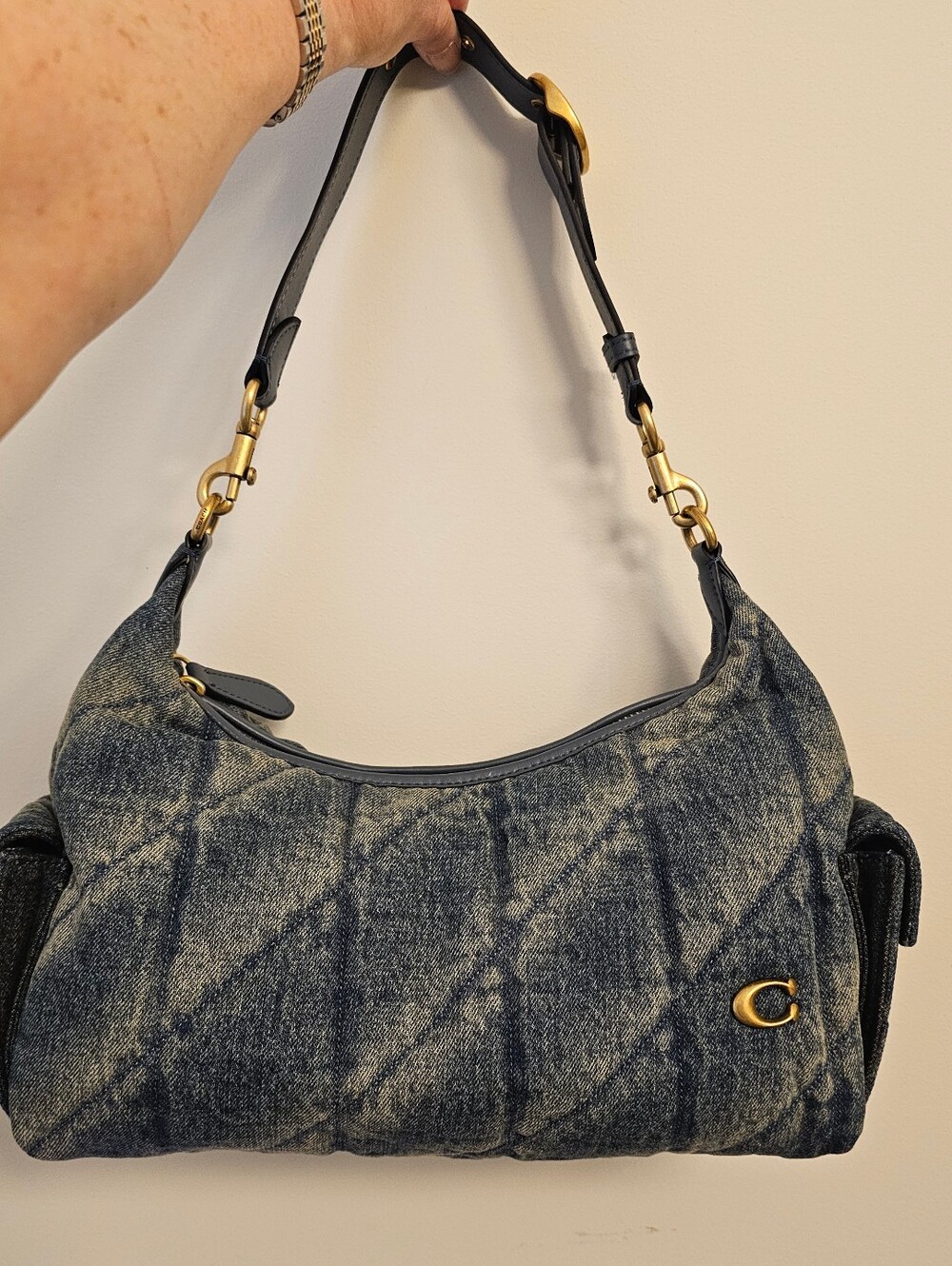 COACH Denim Pocket Juliet Bag 30 Denim Bag - Picture 2 of 12